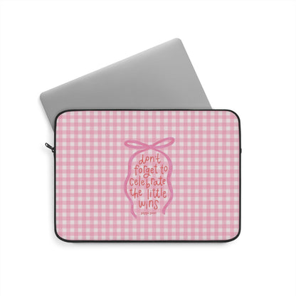 Celebrate Little Wins - Cute Pink Gingham Laptop Sleeve