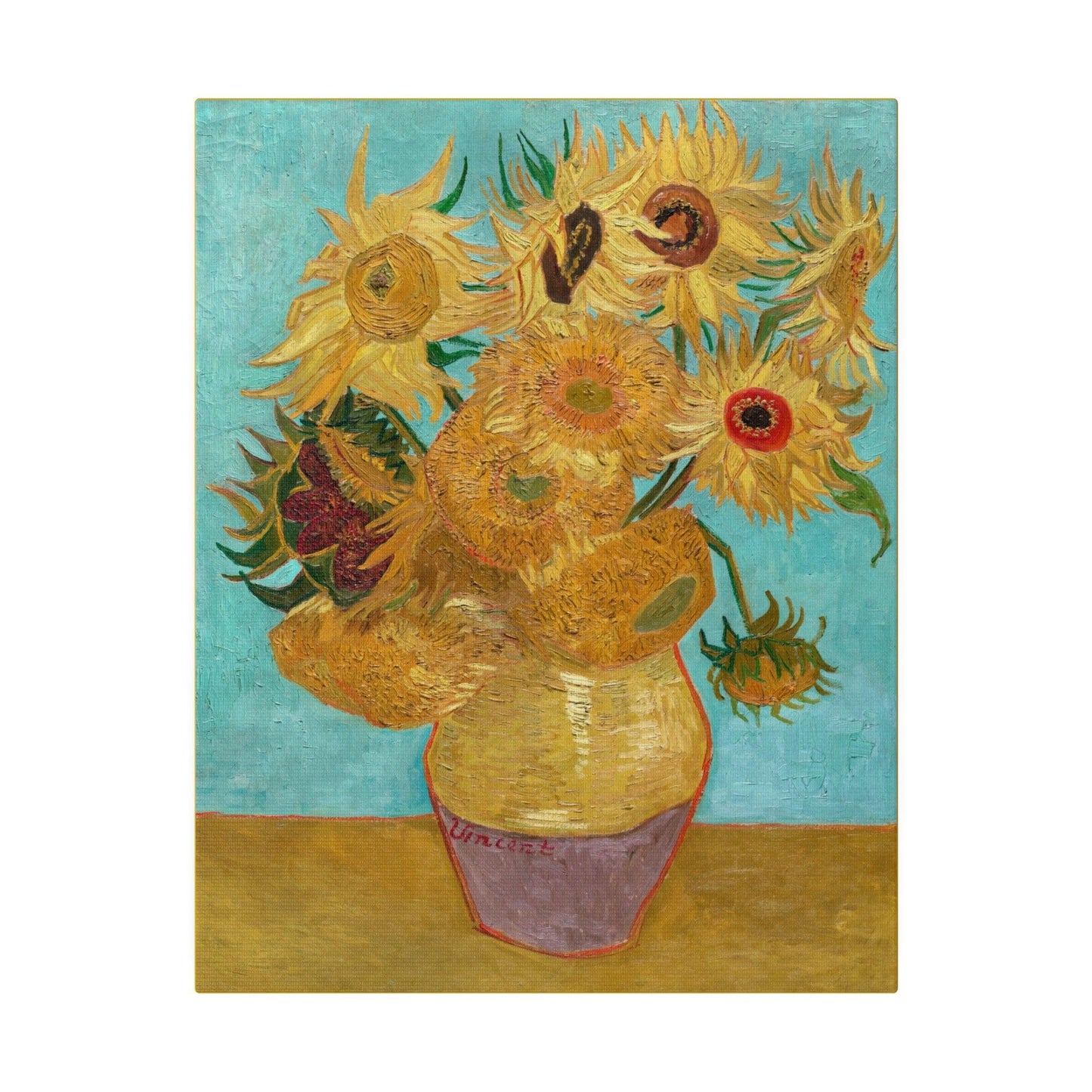 Vincent van Gogh's Vase with Twelve Sunflowers 18881889 famous painting  Matte Canvas Stretched 0.75