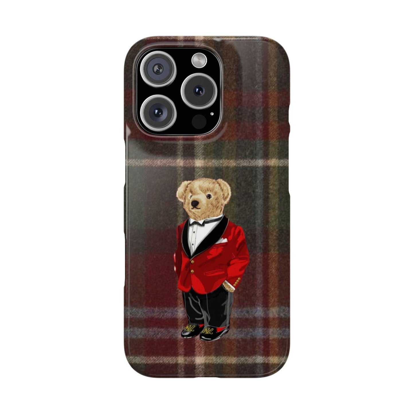 Dapper Bear Plaid Phone Case - Classic Tartan Polo Bear Design iPhone Cases