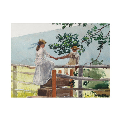 On the Stile (1878) by Winslow Homer - Matte Canvas, Stretched, 0.75"