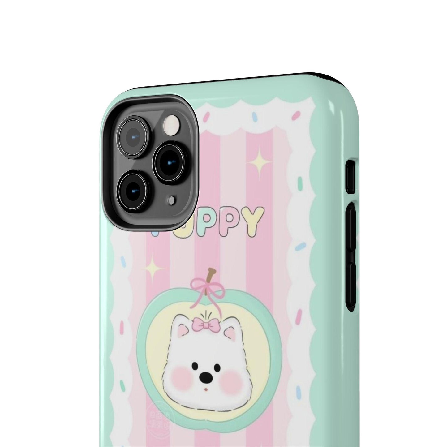 Cute Puppy Pink and Green Tough iPhone Cases