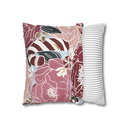 Candy Canes and Flowers Cushion Covers - Spun Polyester Square Pillowcase