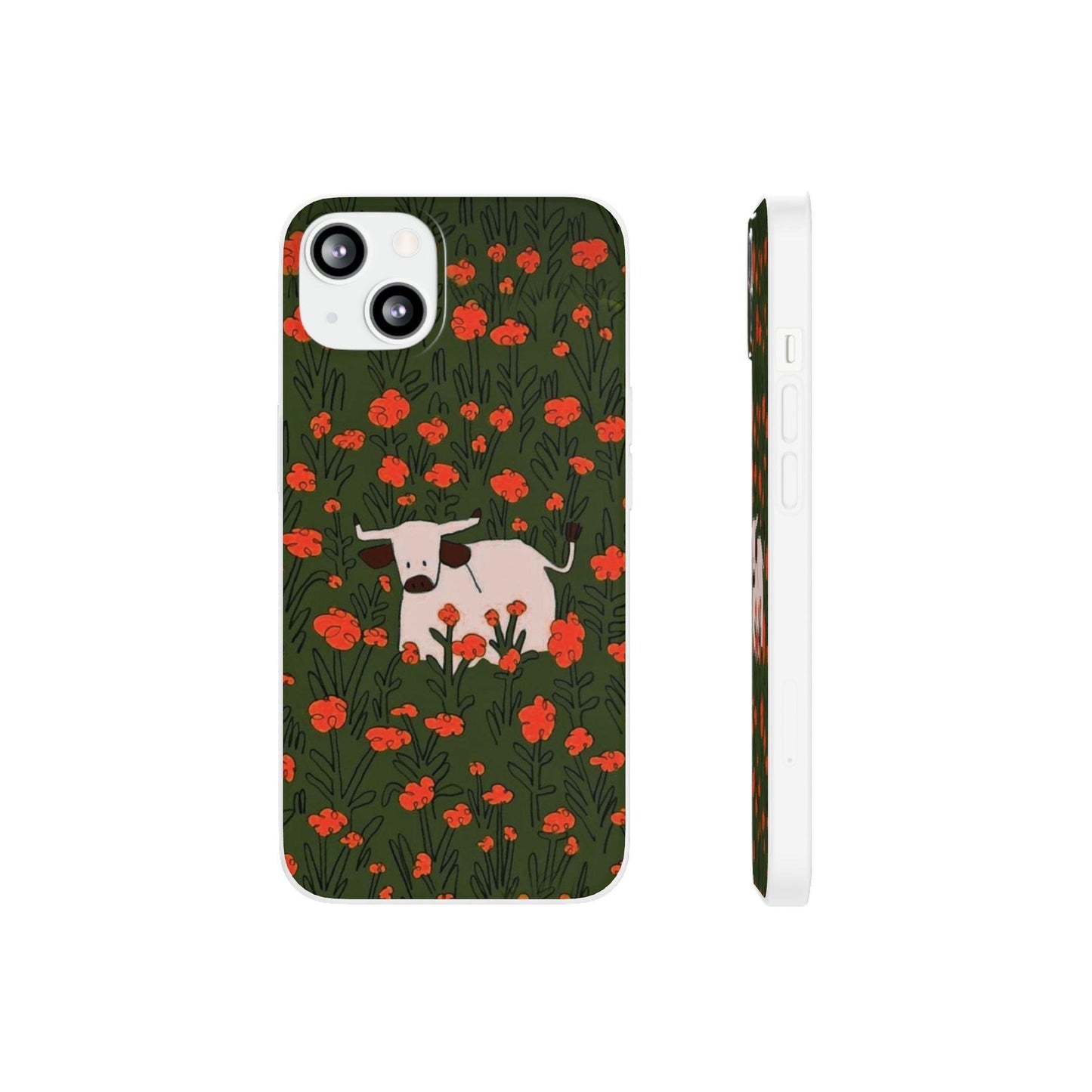 Cow in Flower Field - Flexi iPhone Cases