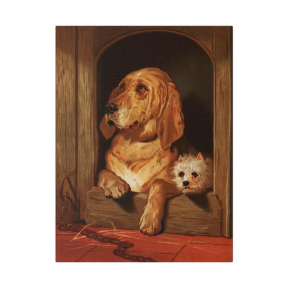 Dignity and Impudence by Sir Edwin Landseer 1877 Landseer dog painting of a bloodhound and a terrier on a Matte Canvas Stretched 0.75