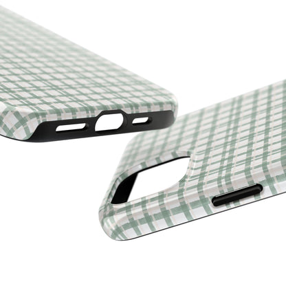 Vintage Sage Gingham Tough iPhone Cases