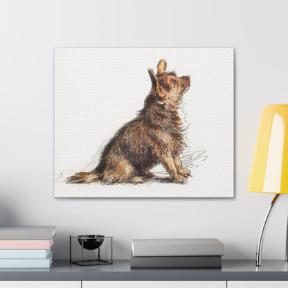 Sitting Terrier by William Henry Hunt - Canvas Gallery Wraps - Aesthetic watercolor