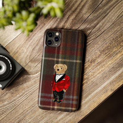 Dapper Bear Plaid Phone Case - Classic Tartan Polo Bear Design iPhone Cases