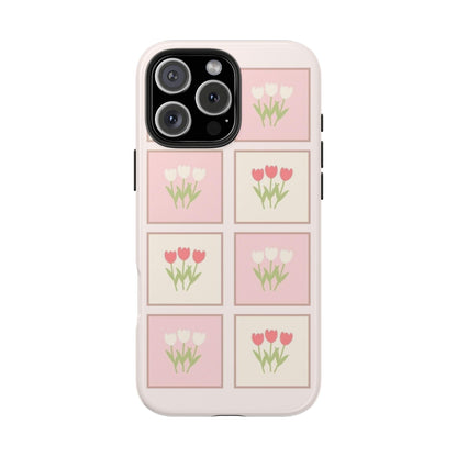 Floral Pastel Tulips Garden Tough iPhone Cases