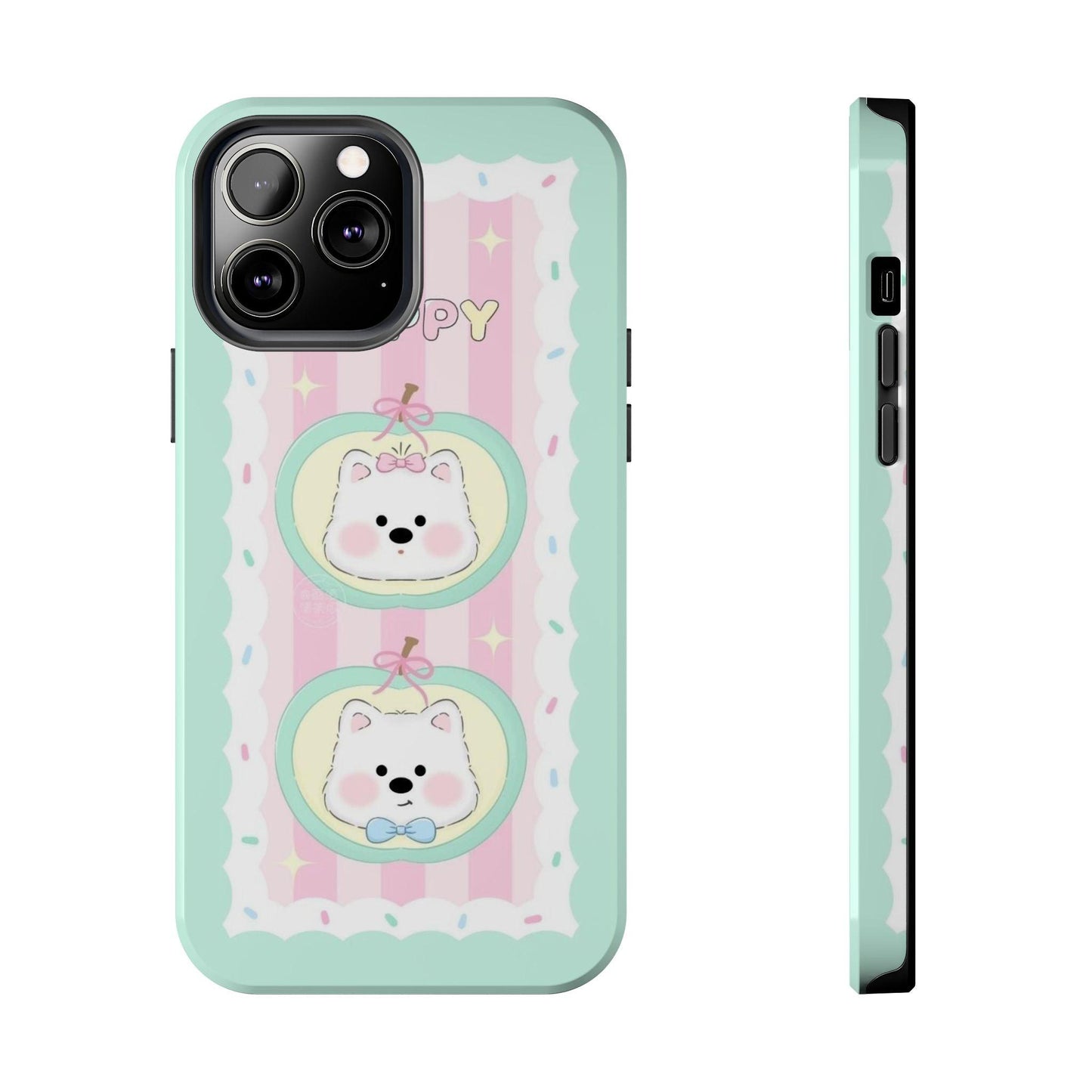 Cute Puppy Pink and Green Tough iPhone Cases