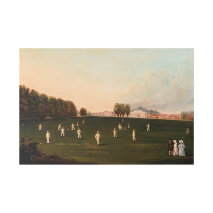 First Grand Match of Cricket Played by Members of the Royal Society on Hampton Court painting by HJ Aveling on a Matte Canvas Stretched 0.75