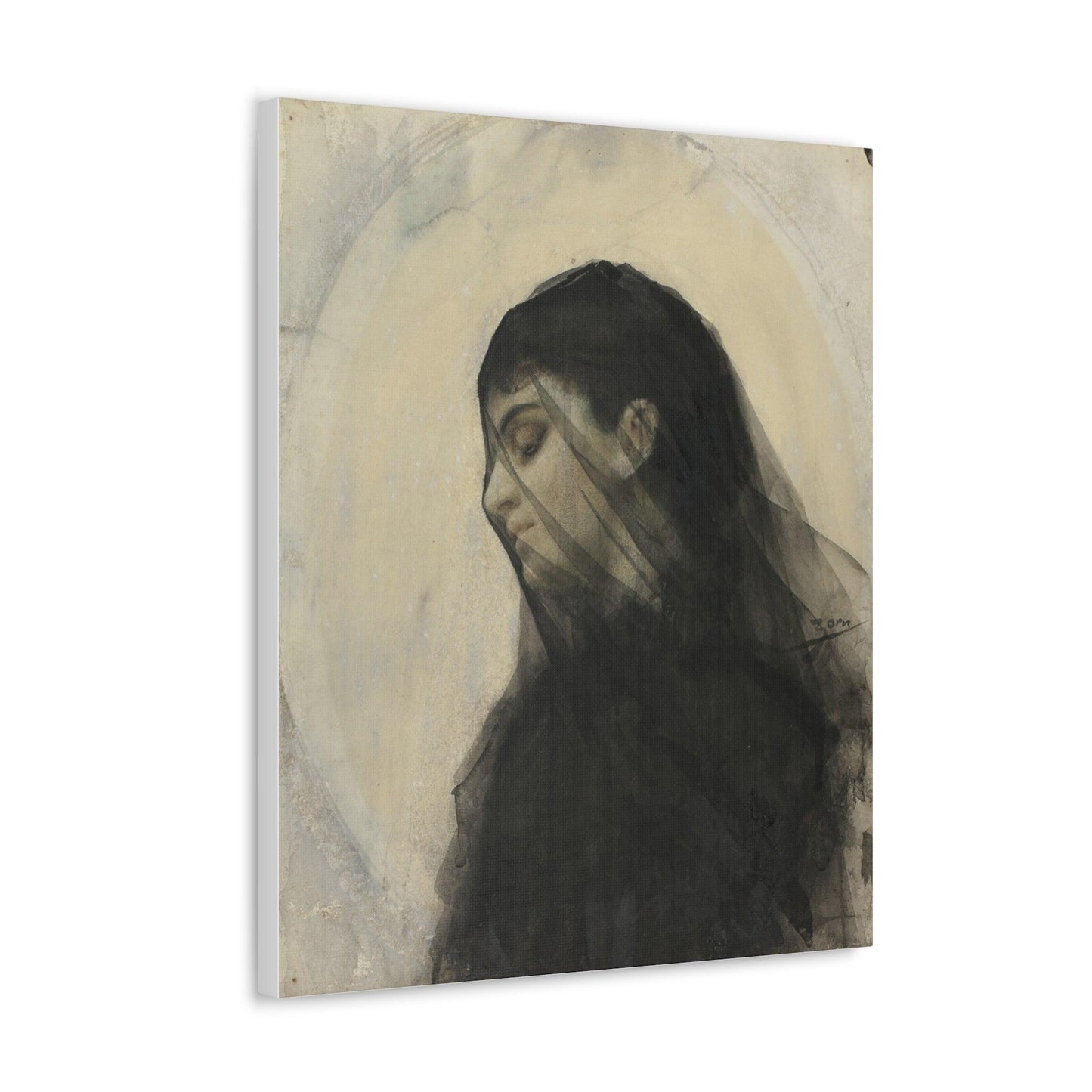 Head of a Veiled Woman by Anders Zorn - Canvas Gallery Wraps