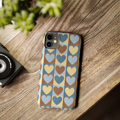 Retro Heart Mosaic Grid Case iPhone Cases