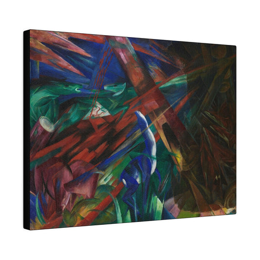 Animal fates 1913 painting in high resolution by Franz Marc on a Matte Canvas Stretched 0.75