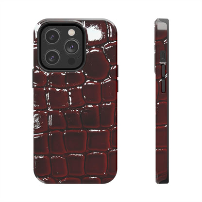 Croc Print Cherry Red Tough Phone Case – Luxe Protection with Bold Style