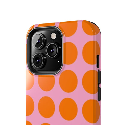 Orange Dots on Pink Tough Phone Cases