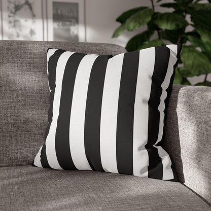 Imperial Edge Luxe Linear Cushion - Monochrome Black and White Spun Polyester Square Pillowcase