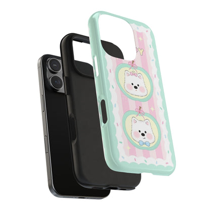 Cute Puppy Pink and Green Tough iPhone Cases