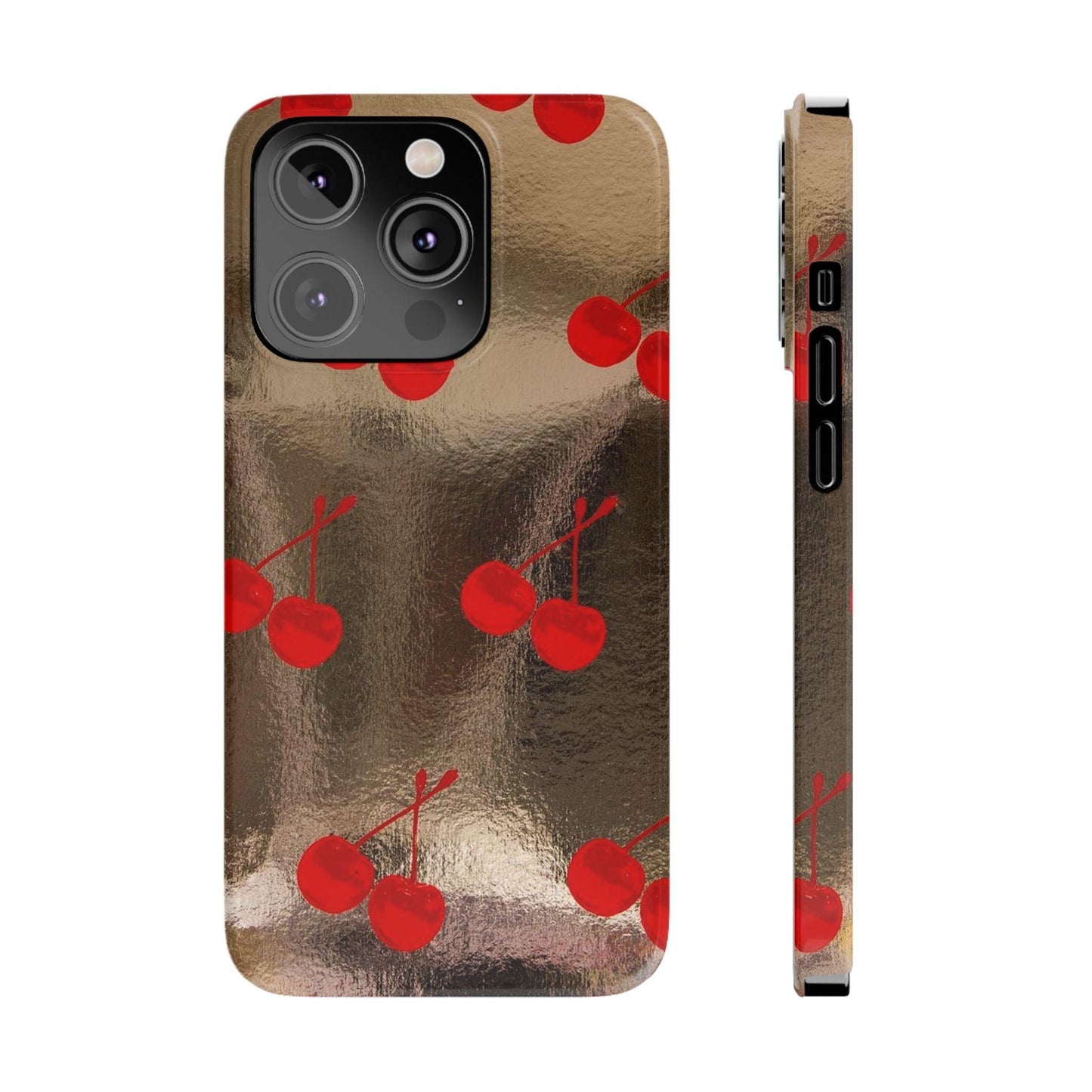 Golden Cherry Bliss Slim iPhone Cases