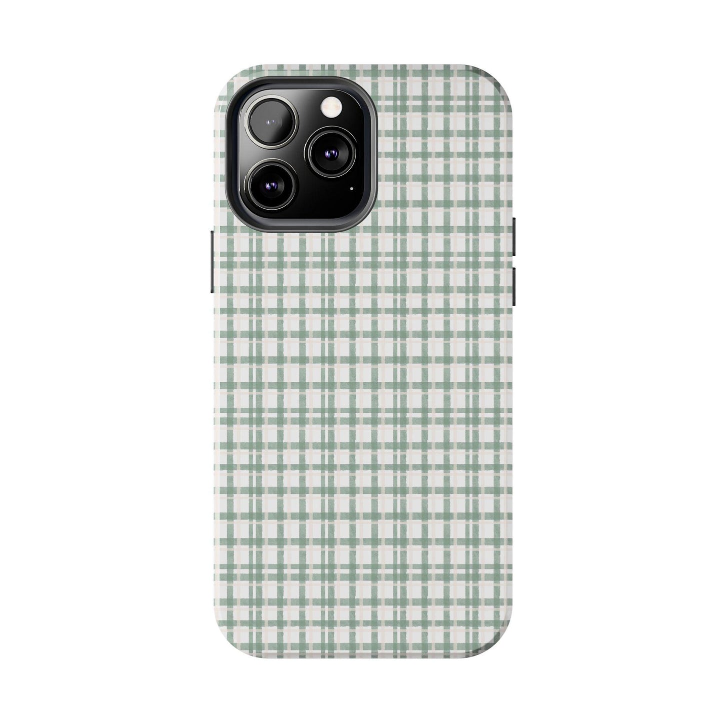 Vintage Sage Gingham Tough iPhone Cases