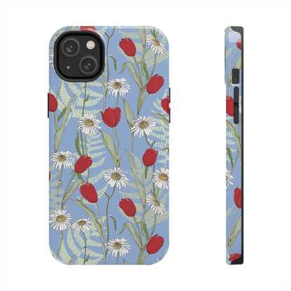 Blooms on Blue Tough iPhone Cases