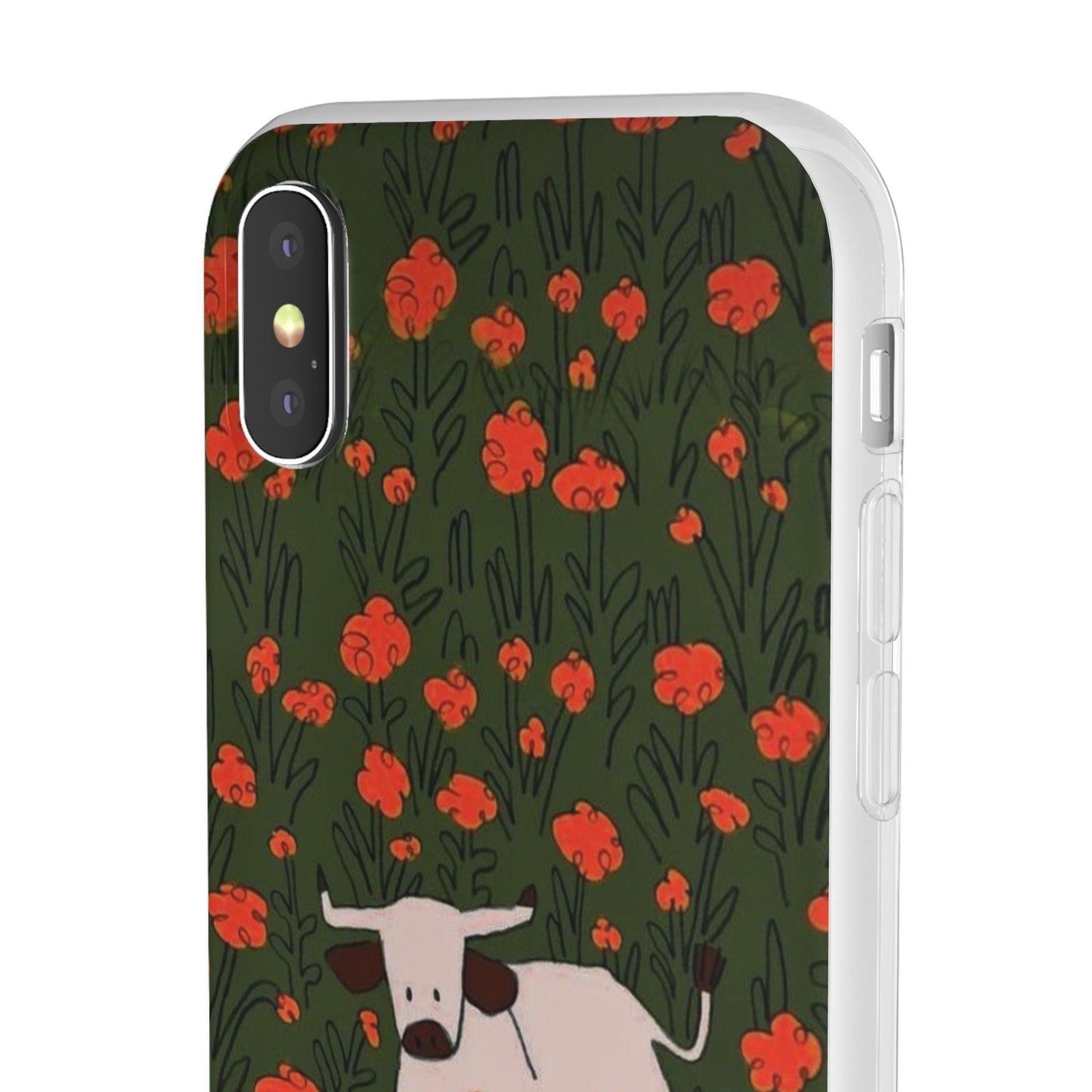 Cow in Flower Field - Flexi iPhone Cases