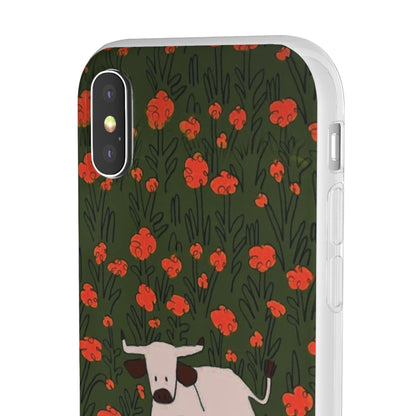 Cow in Flower Field - Flexi iPhone Cases