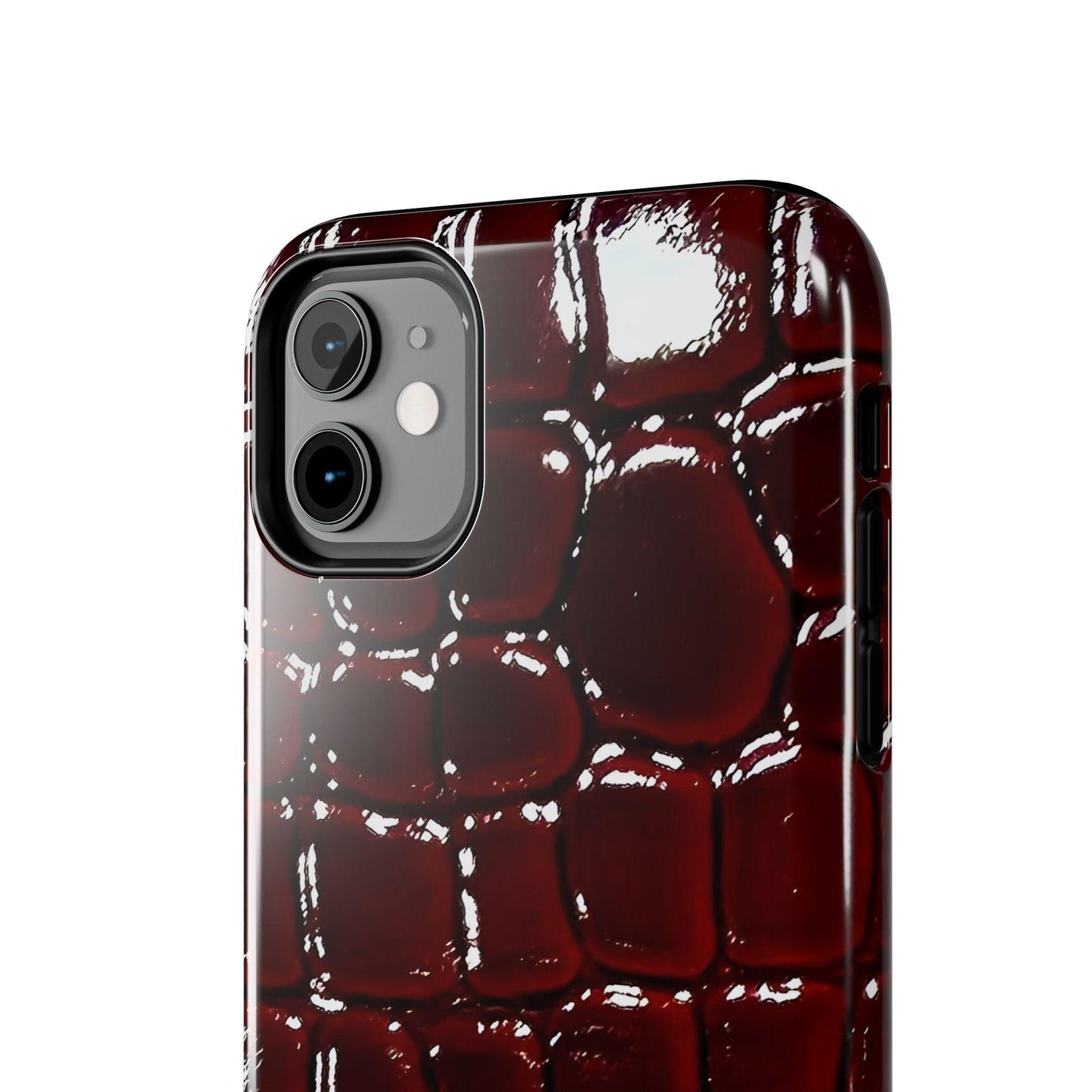 Croc Print Cherry Red Tough Phone Case – Luxe Protection with Bold Style