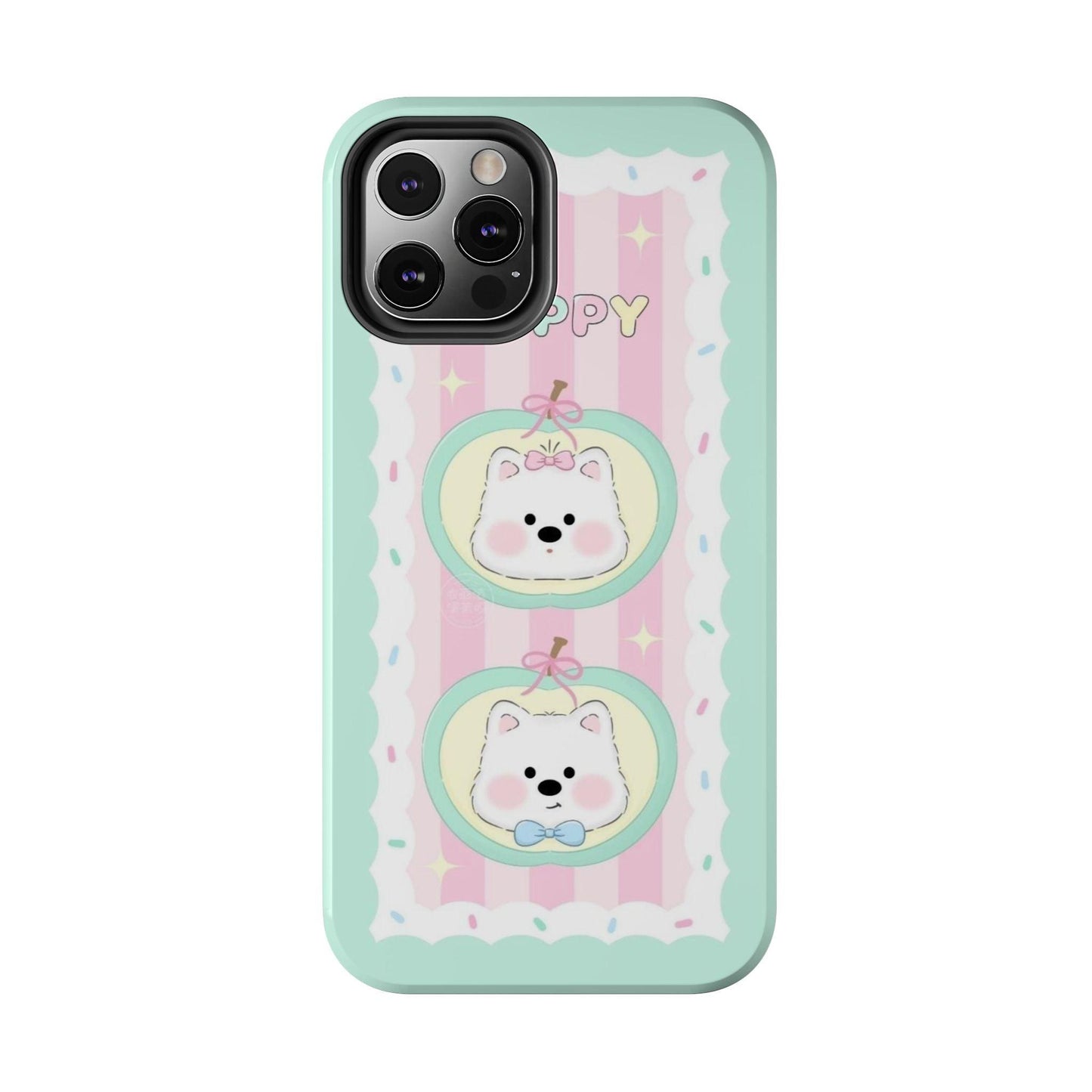 Cute Puppy Pink and Green Tough iPhone Cases