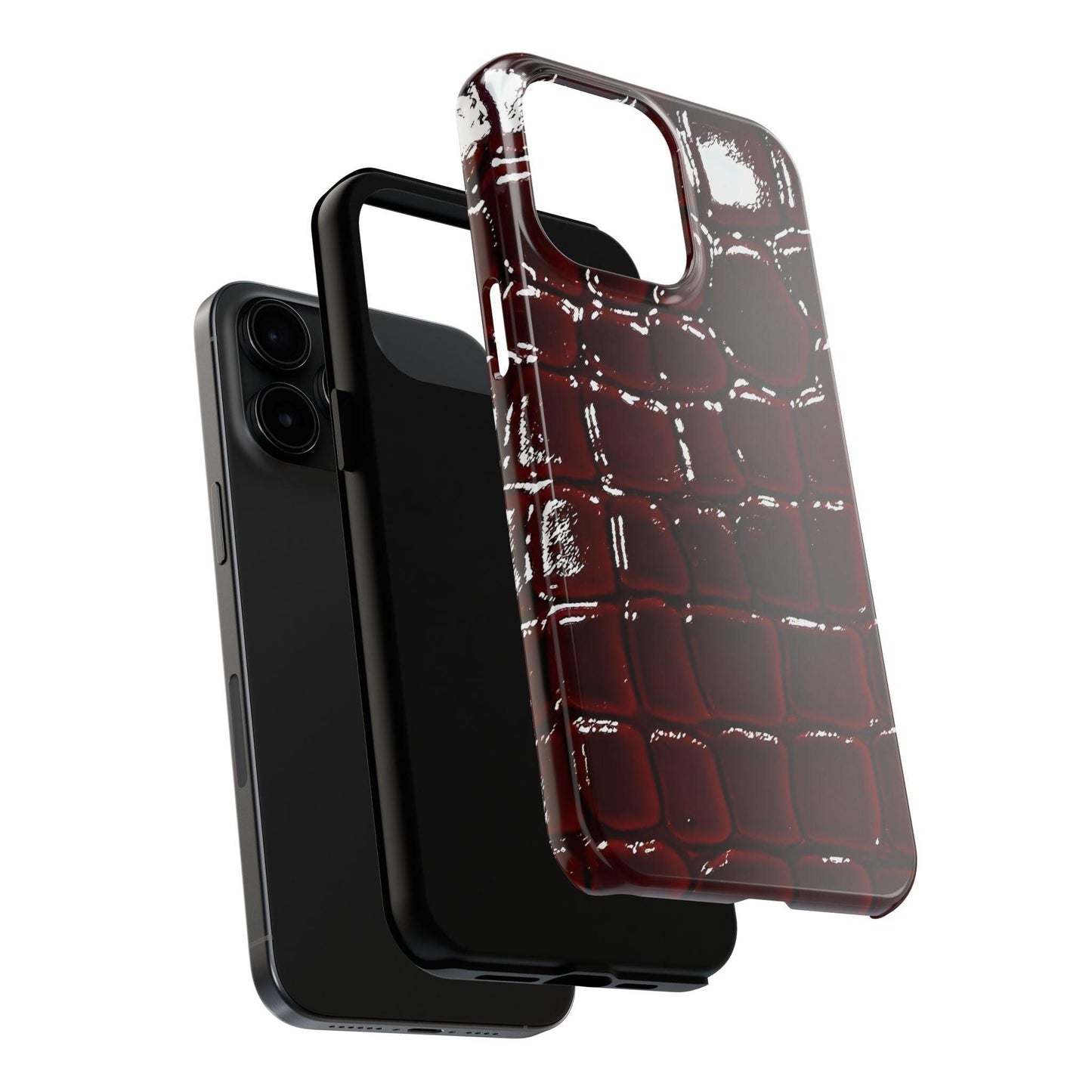 Croc Print Cherry Red Tough Phone Case – Luxe Protection with Bold Style