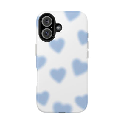 Blue-Blurry Hearts Tough iPhone Cases