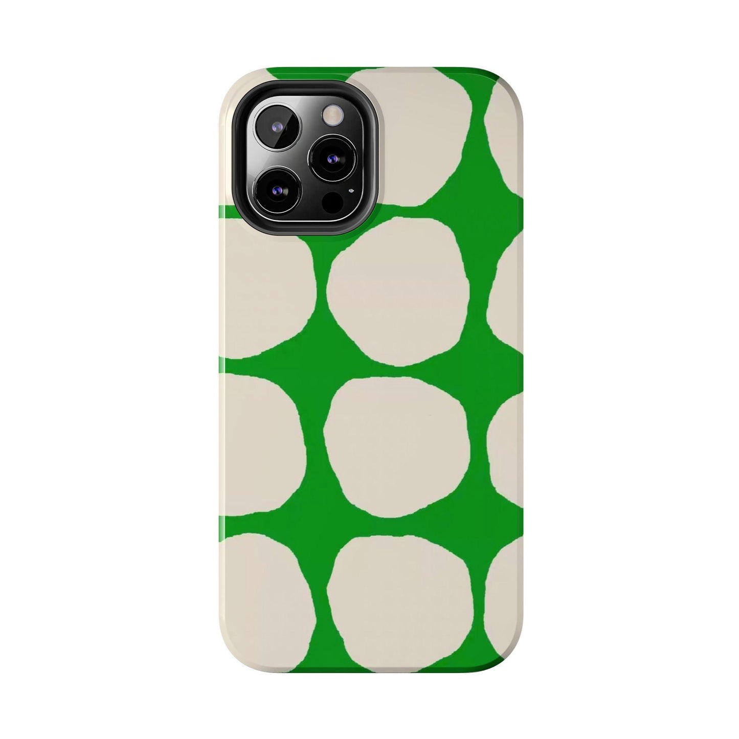 Green Scape with Beige Dots Tough iPhone Cases