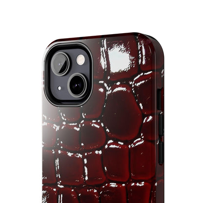 Croc Print Cherry Red Tough Phone Case – Luxe Protection with Bold Style