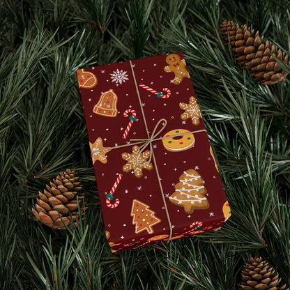 The Cookie Wonderland Burgundy Wrapping Paper