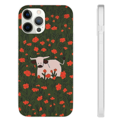 Cow in Flower Field - Flexi iPhone Cases