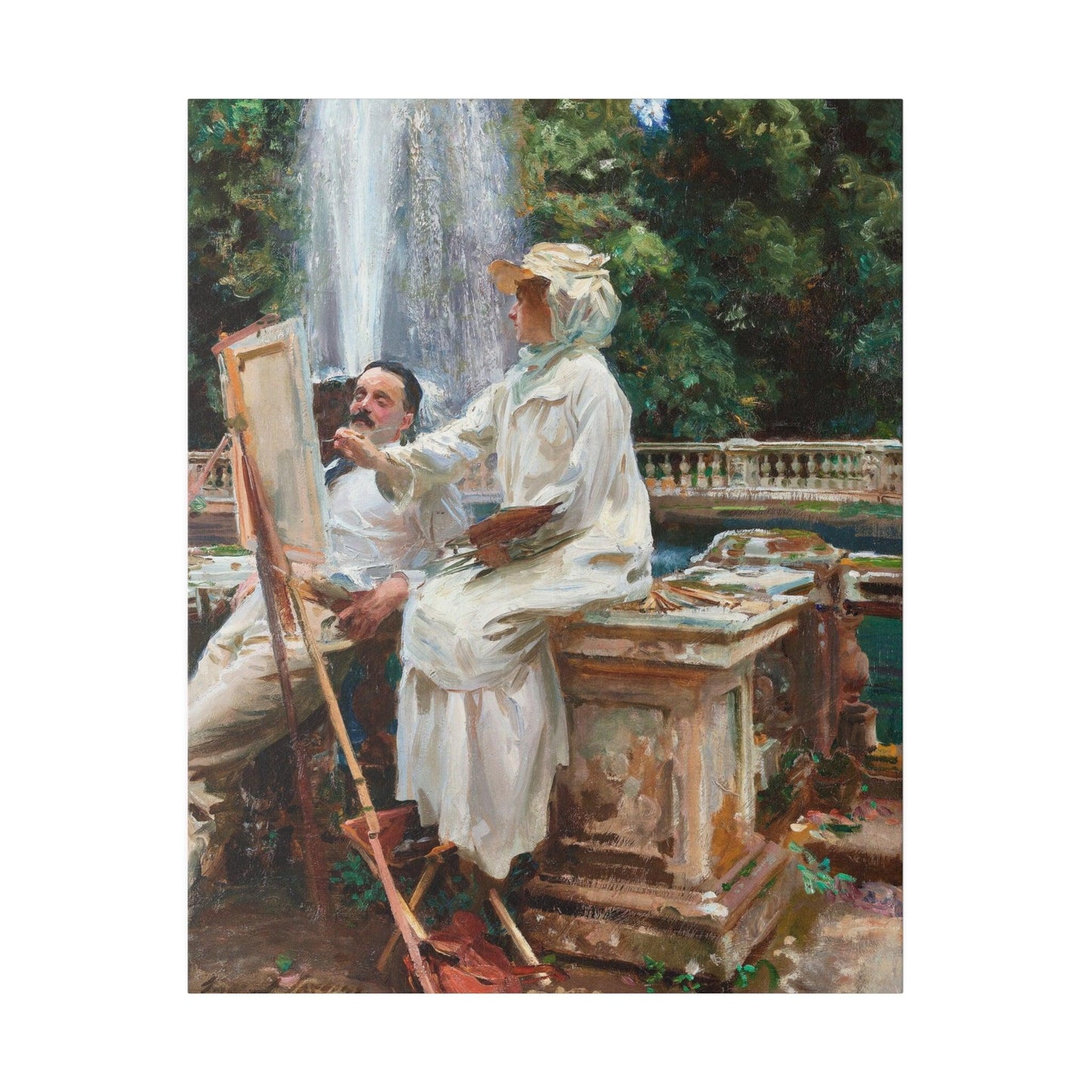 The Fountain Villa Torlonia Frascati Italy 1907 by John Singer Sargent on a Matte Canvas Stretched 0.75