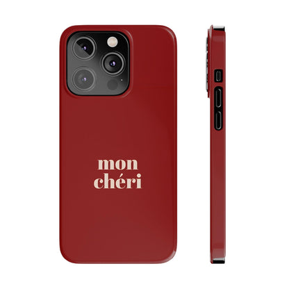 Mon Cheri iPhone Slim Phone Cases (Cherry Red)