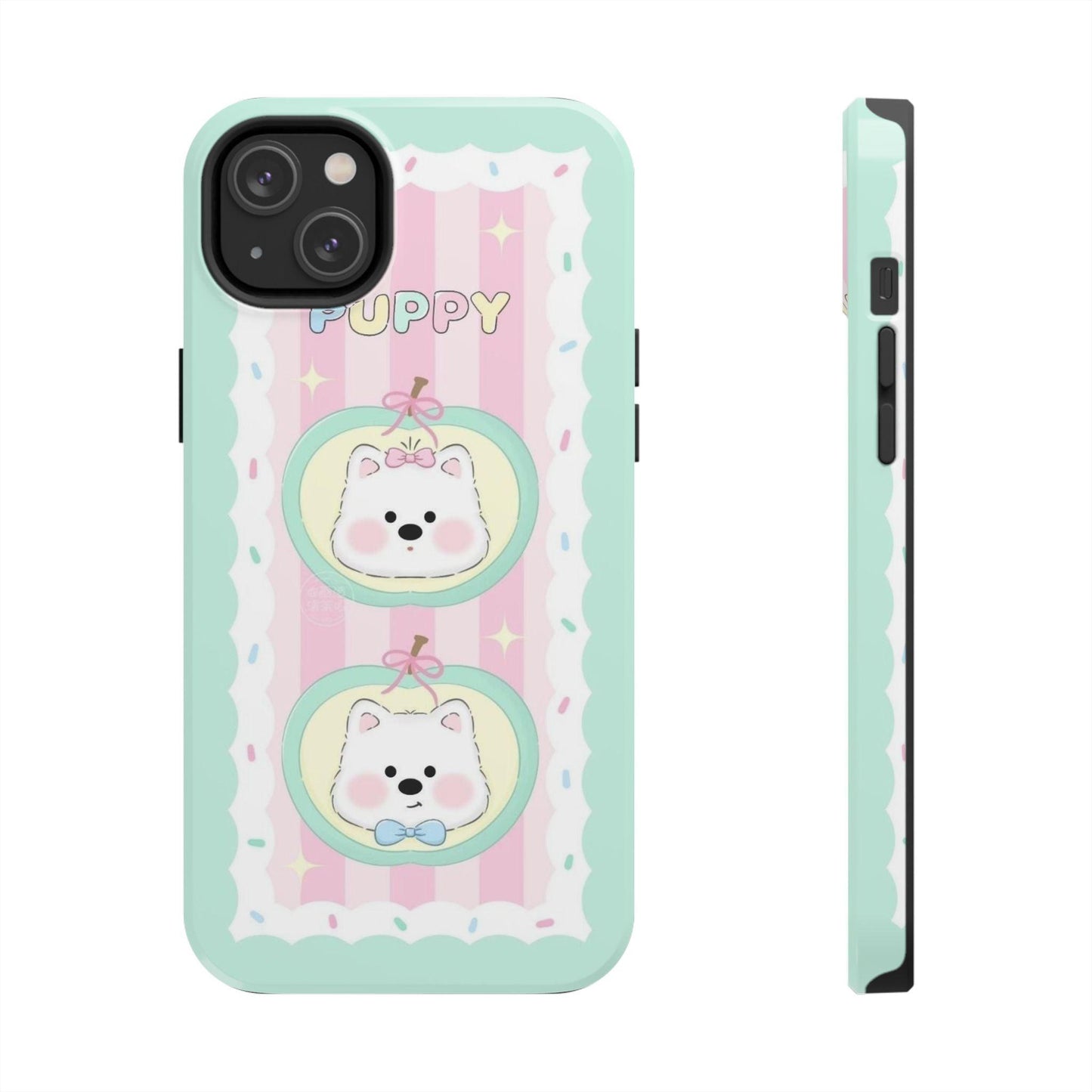 Cute Puppy Pink and Green Tough iPhone Cases