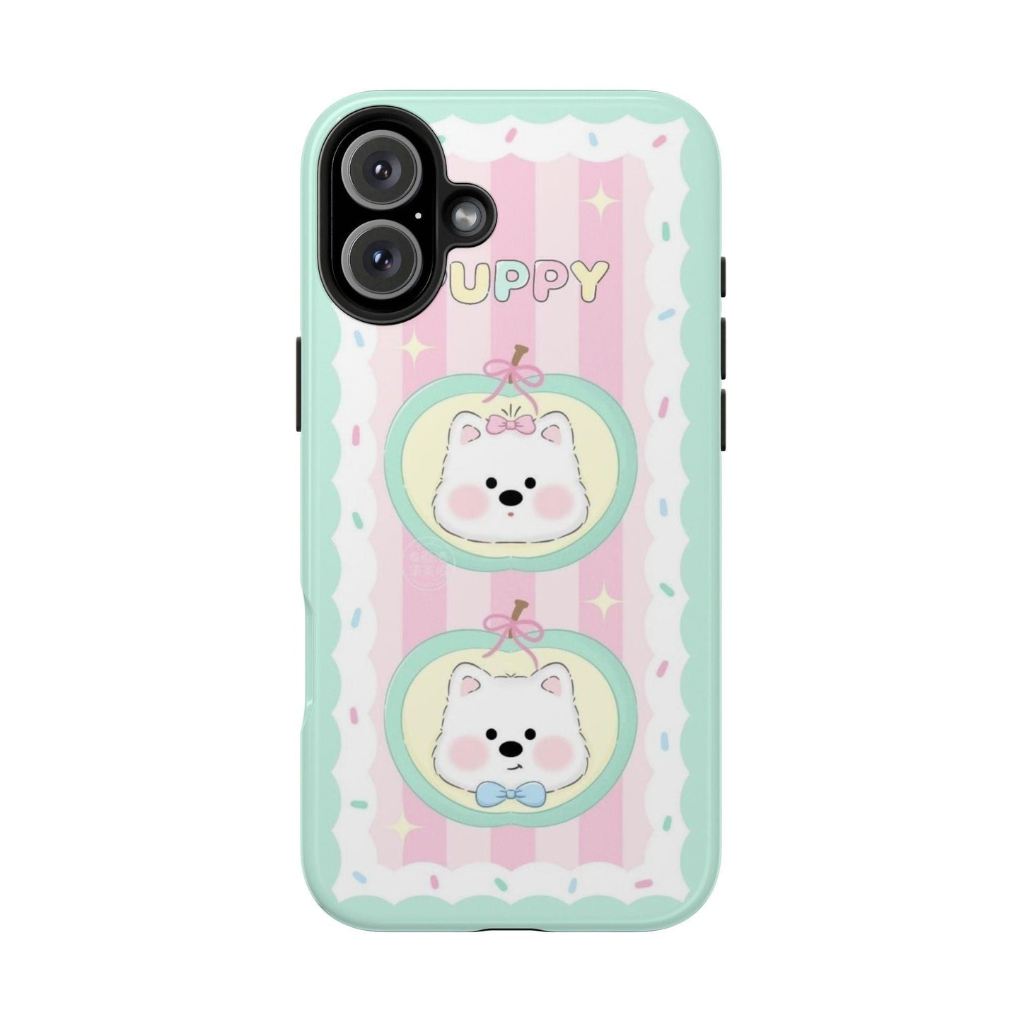 Cute Puppy Pink and Green Tough iPhone Cases