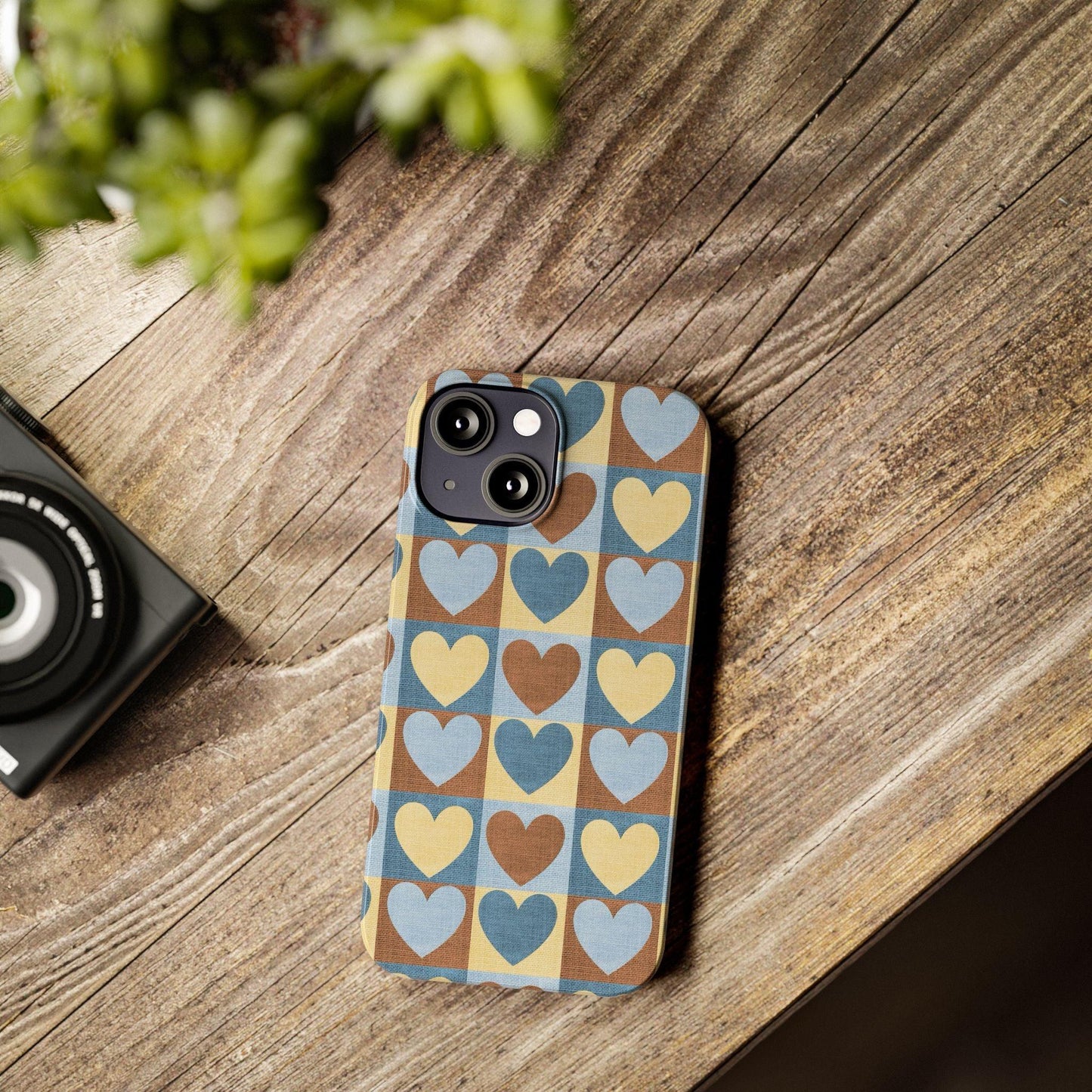 Retro Heart Mosaic Grid Case iPhone Cases