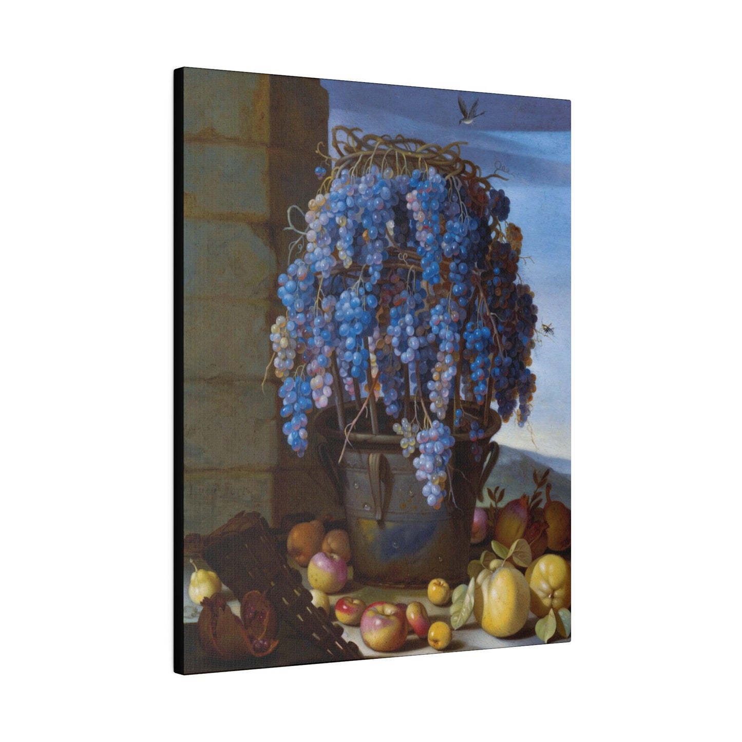 Still Life with Grapes and Other Fruit 1630s painting by Luca Forte on a Matte Canvas Stretched 0.75