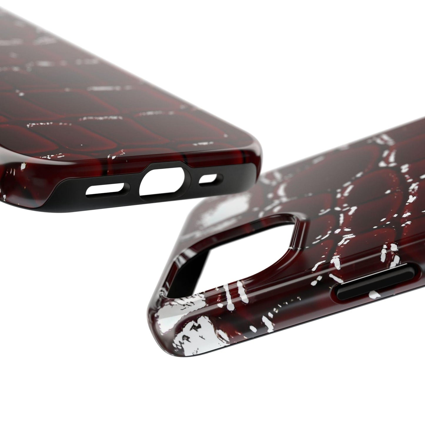 Croc Print Cherry Red Tough Phone Case – Luxe Protection with Bold Style