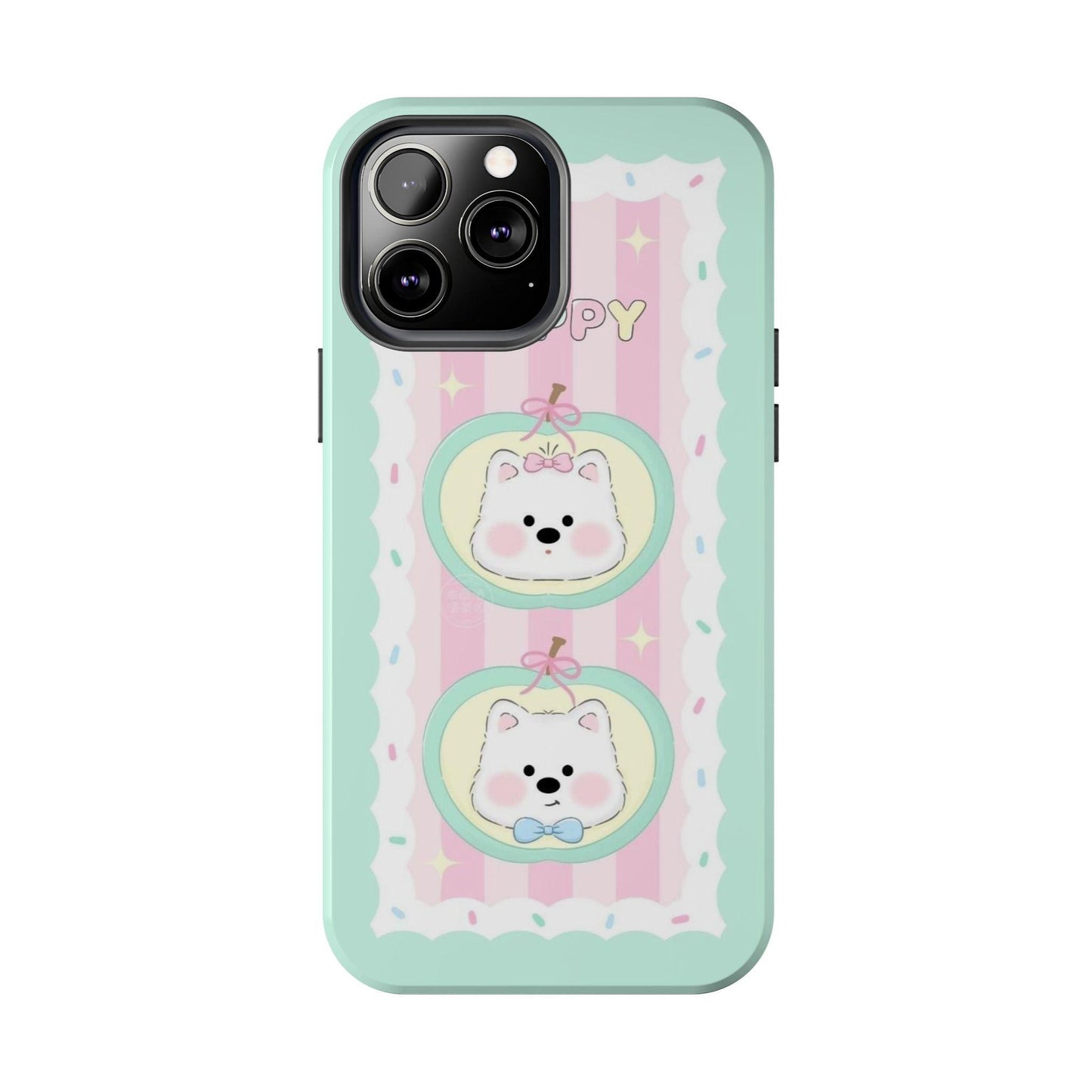 Cute Puppy Pink and Green Tough iPhone Cases