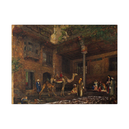 Courtyard of the Painter's House, Cairo (1850-1851) painting by John Frederick Lewis - Matte Canvas, Stretched, 0.75"