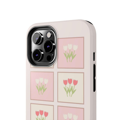 Floral Pastel Tulips Garden Tough iPhone Cases