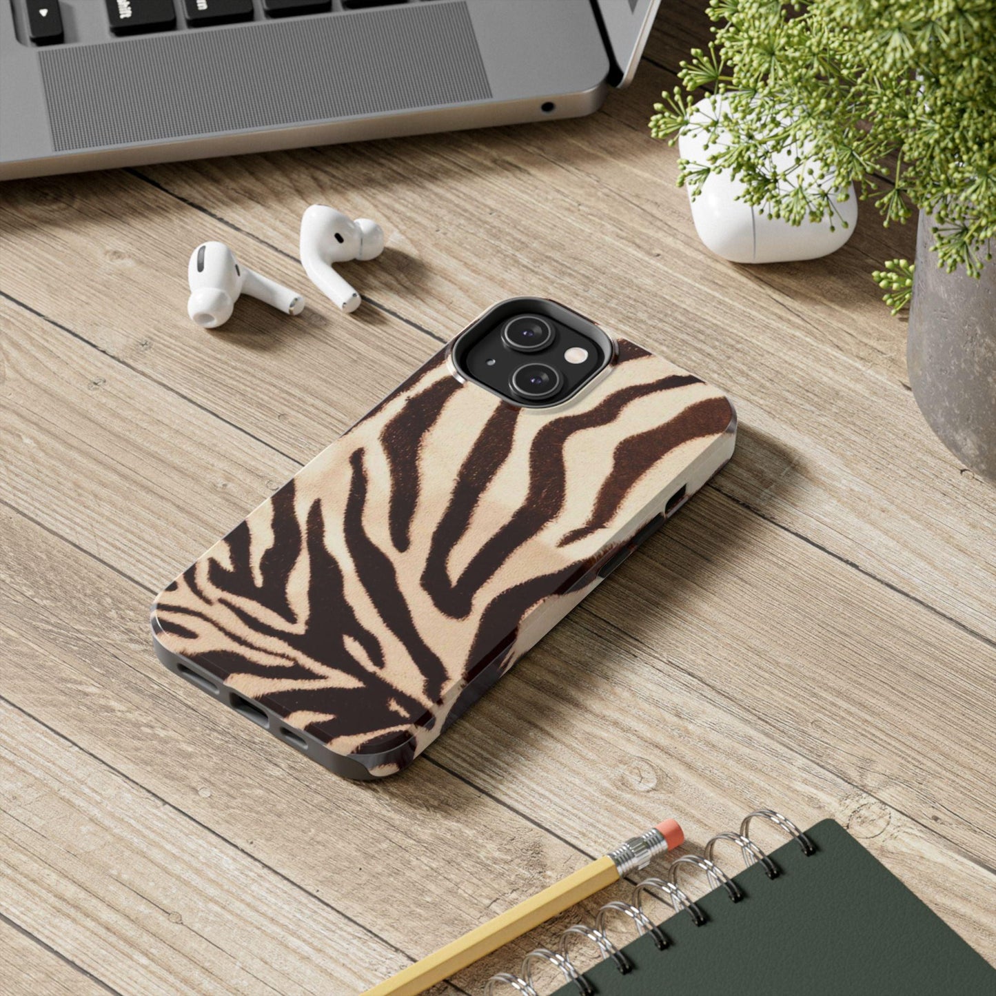 Taupe Twilights Stripe Tough iPhone Cases