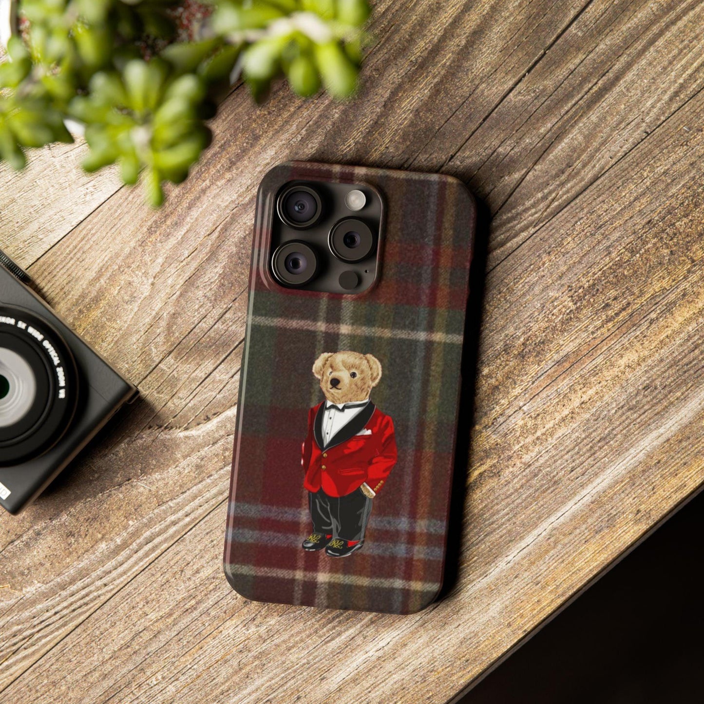 Dapper Bear Plaid Phone Case - Classic Tartan Polo Bear Design iPhone Cases