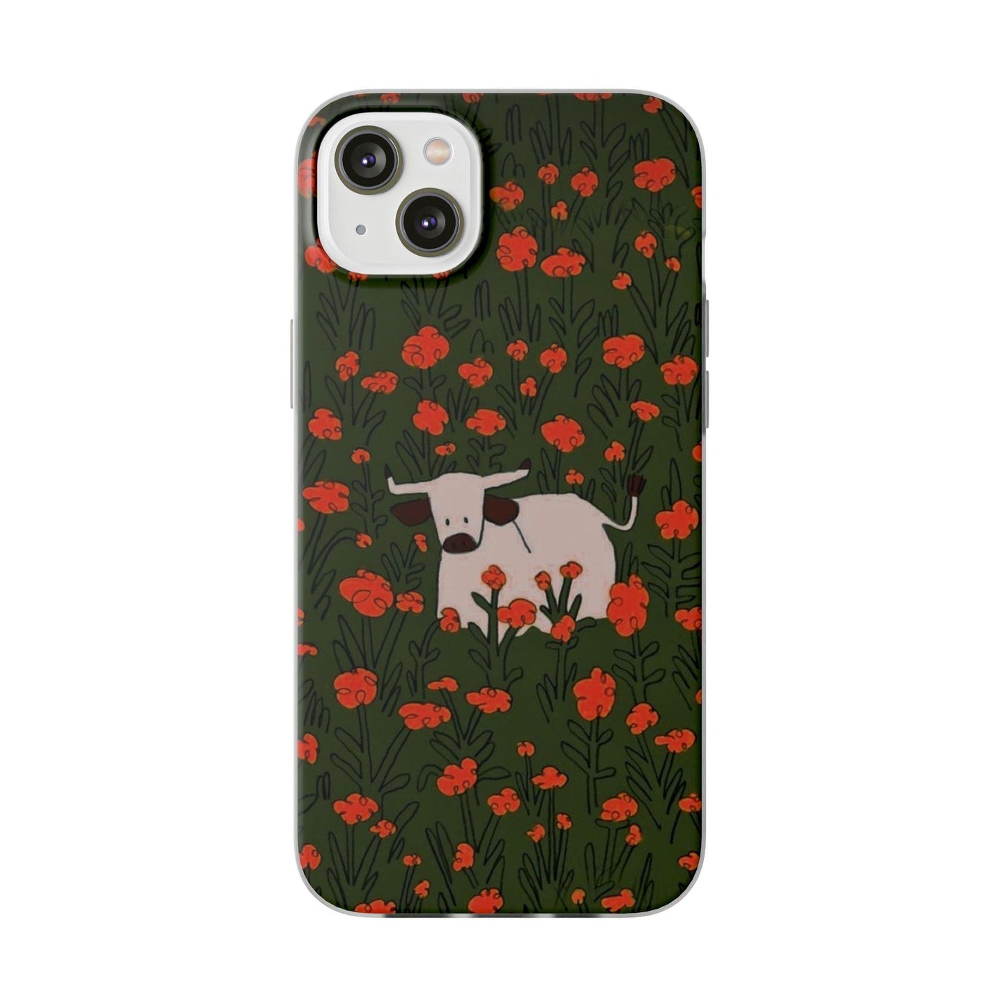 Cow in Flower Field - Flexi iPhone Cases