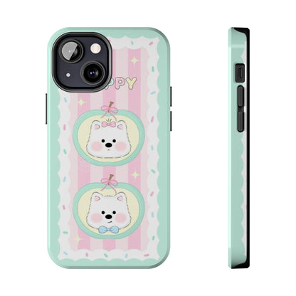 Cute Puppy Pink and Green Tough iPhone Cases