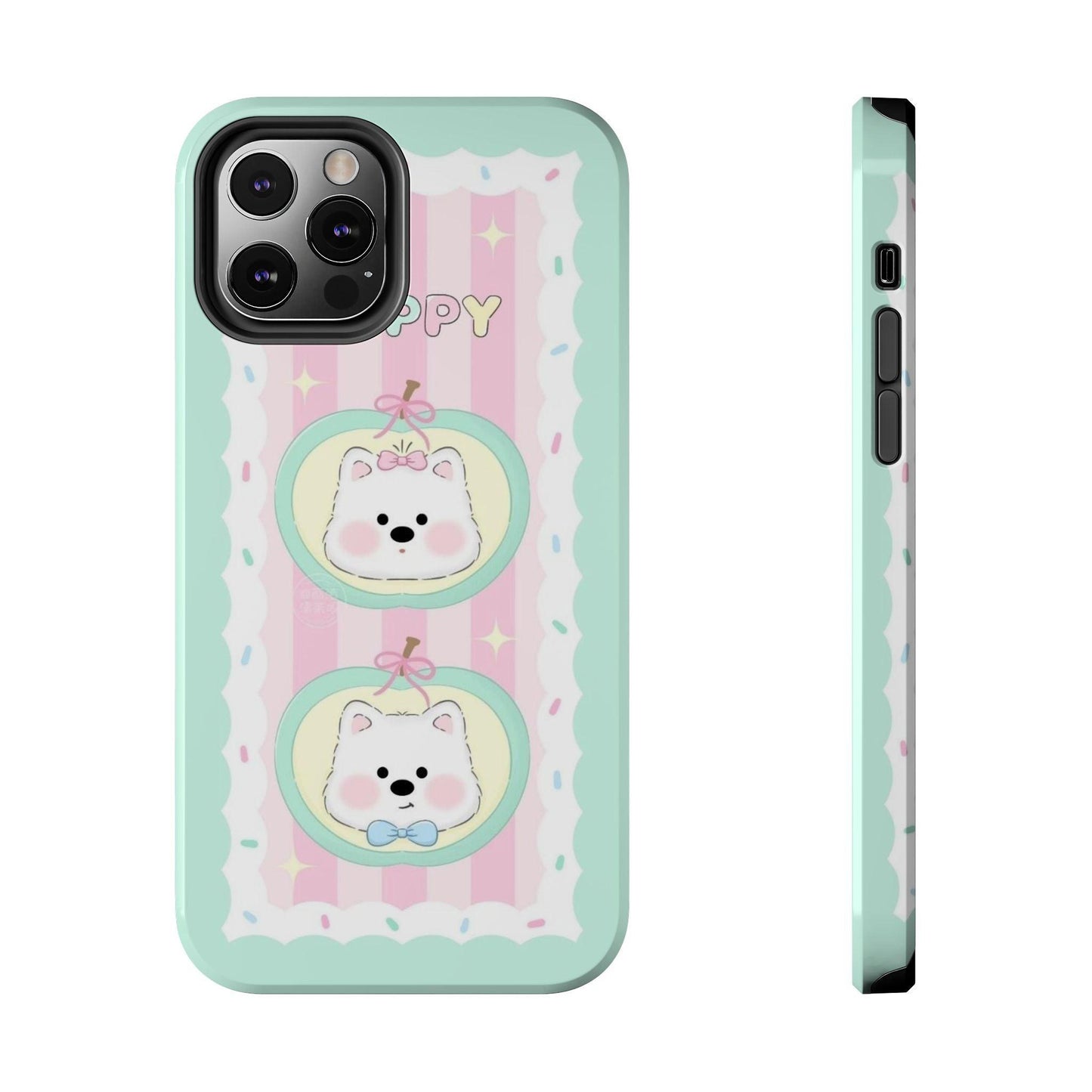 Cute Puppy Pink and Green Tough iPhone Cases