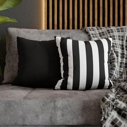 Imperial Edge Luxe Linear Cushion - Monochrome Black and White Spun Polyester Square Pillowcase